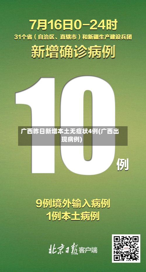 广西昨日新增本土无症状4例(广西出现病例)
