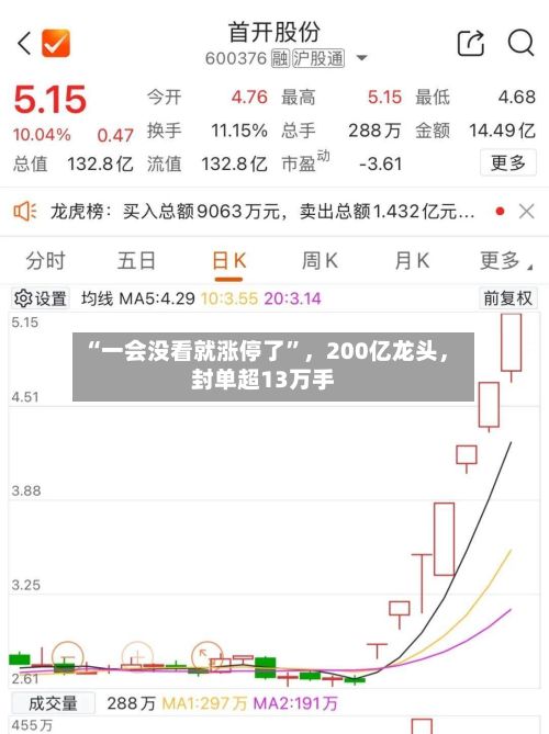 “一会没看就涨停了”，200亿龙头，封单超13万手-第2张图片