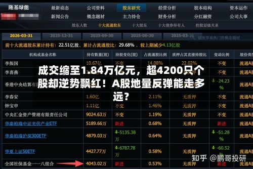 成交缩至1.84万亿元，超4200只个股却逆势飘红！A股地量反弹能走多远？-第3张图片