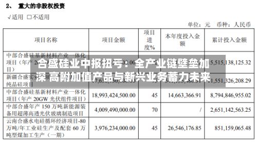 合盛硅业中报扭亏：全产业链壁垒加深 高附加值产品与新兴业务蓄力未来