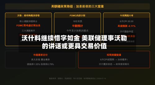 沃什料继续惜字如金 美联储理事沃勒的讲话或更具交易价值-第1张图片