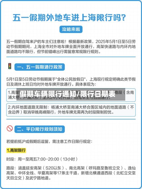 假期车辆限行通知/限行日期表