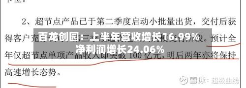 百龙创园：上半年营收增长16.99% 净利润增长24.06%
