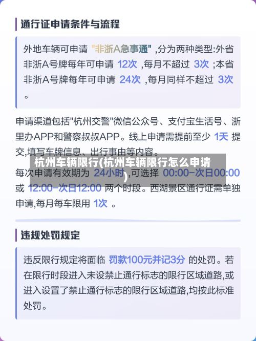 杭州车辆限行(杭州车辆限行怎么申请)