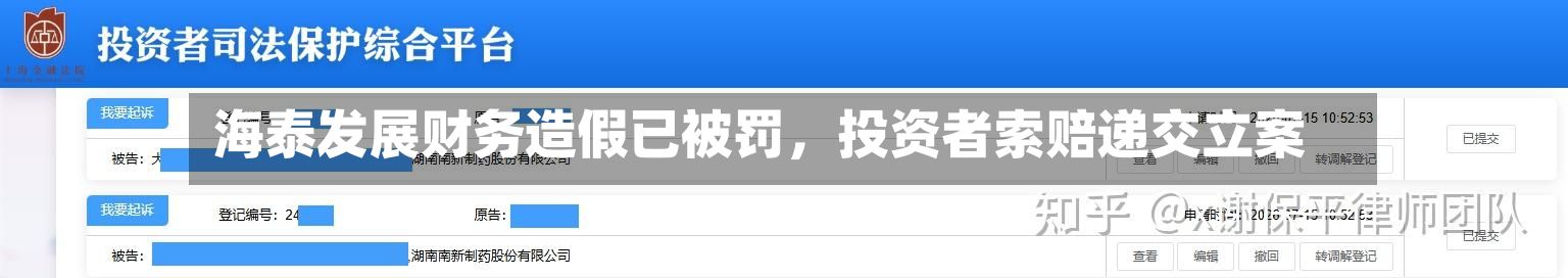 海泰发展财务造假已被罚，投资者索赔递交立案-第2张图片