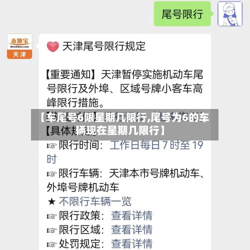 【车尾号6限星期几限行,尾号为6的车辆现在星期几限行】