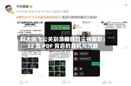 科大讯飞公关副总裁韩煜尘被解职：22 页 PDF 背后的危机与沉默-第1张图片