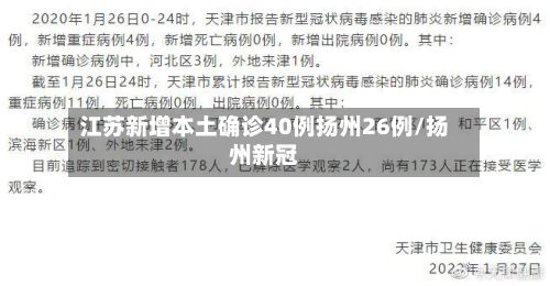 江苏新增本土确诊40例扬州26例/扬州新冠