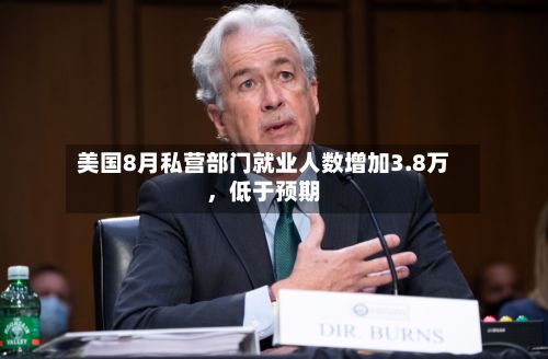 美国8月私营部门就业人数增加3.8万,低于预期