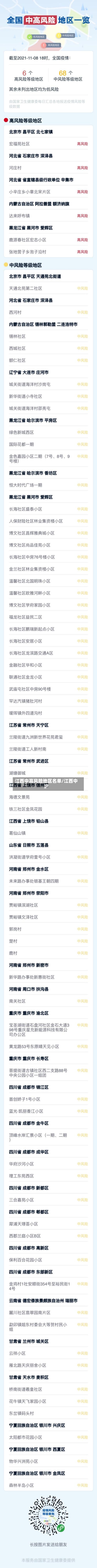 江西中高风险地区名单/江西中沪