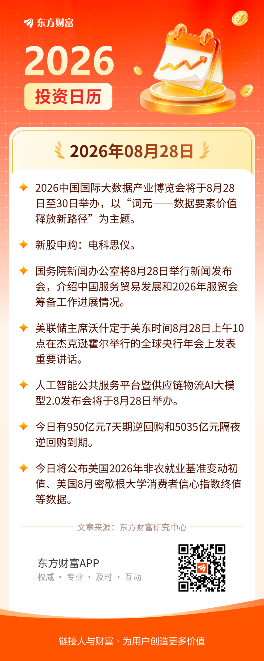 8月28日投资日历| 2026中国世界大数据产业博览会将于近日举办